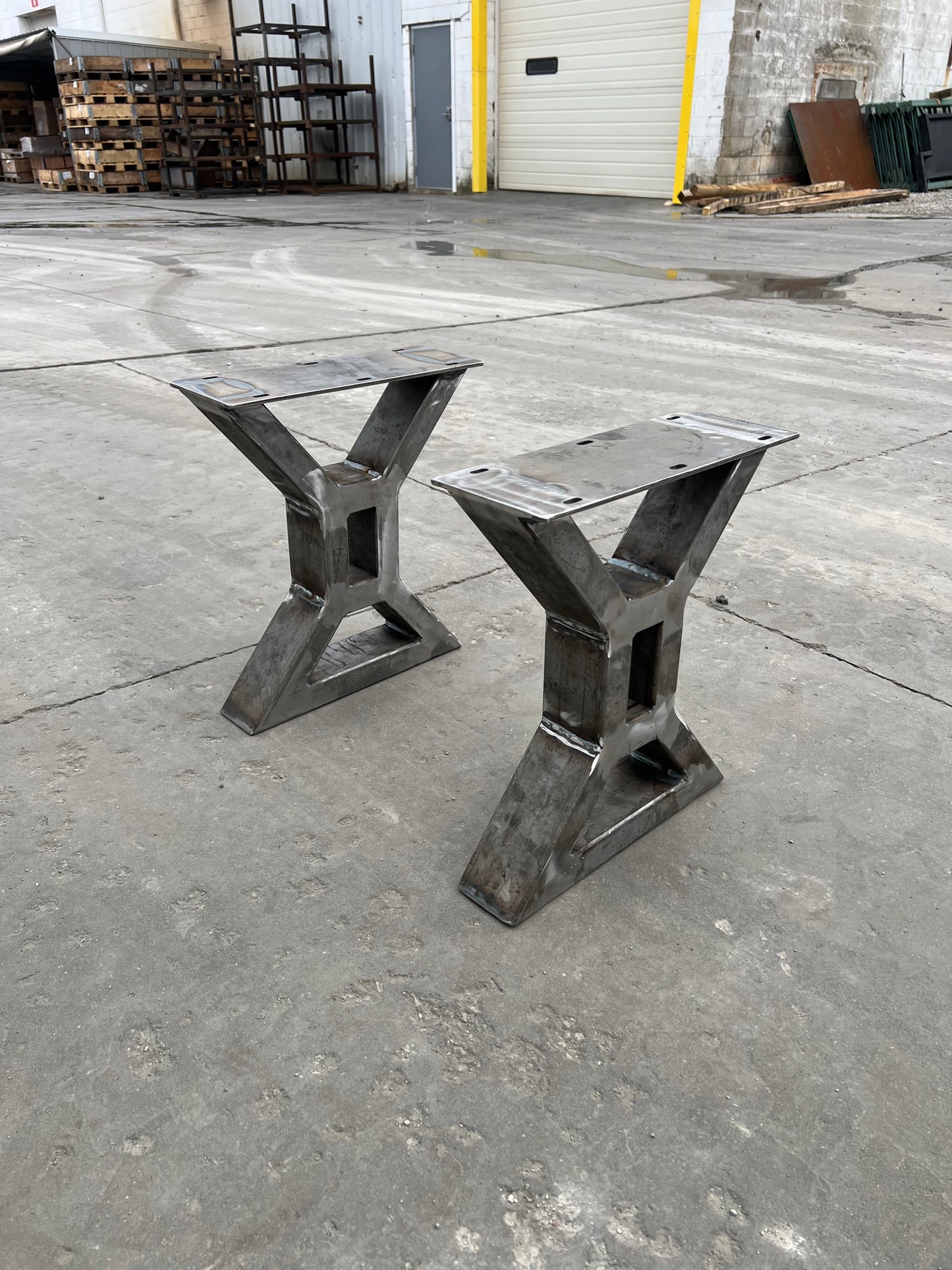 Heavy Duty Farmhouse Table legs, Metal Table Legs, X Frame Table Legs with center cutout, Industrial Style