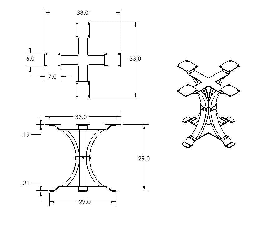 Steel Pedestal Table Legs, Hourglass Table Legs, Heavy Duty Table Legs