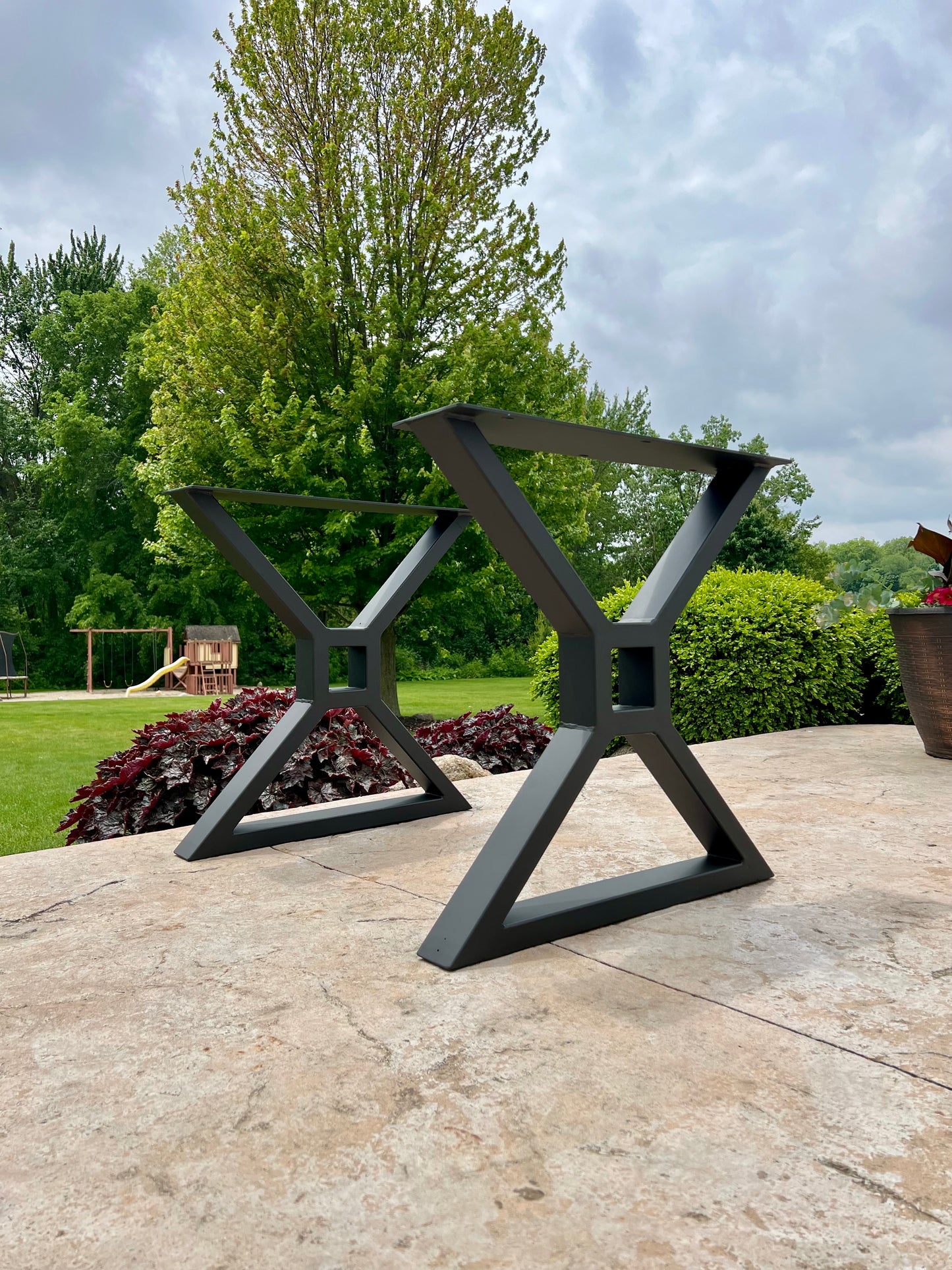 Farmhouse Table legs slim, Metal Table Legs, X Frame Table Legs with center cutout