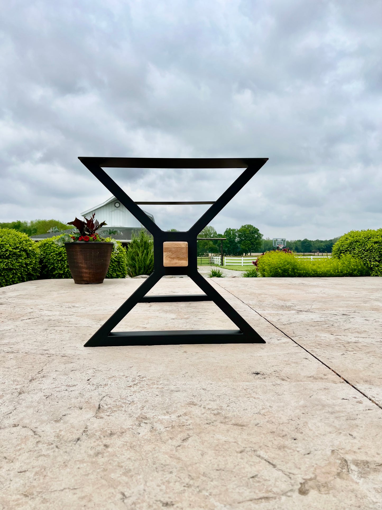 Farmhouse Table legs slim, Metal Table Legs, X Frame Table Legs with center cutout