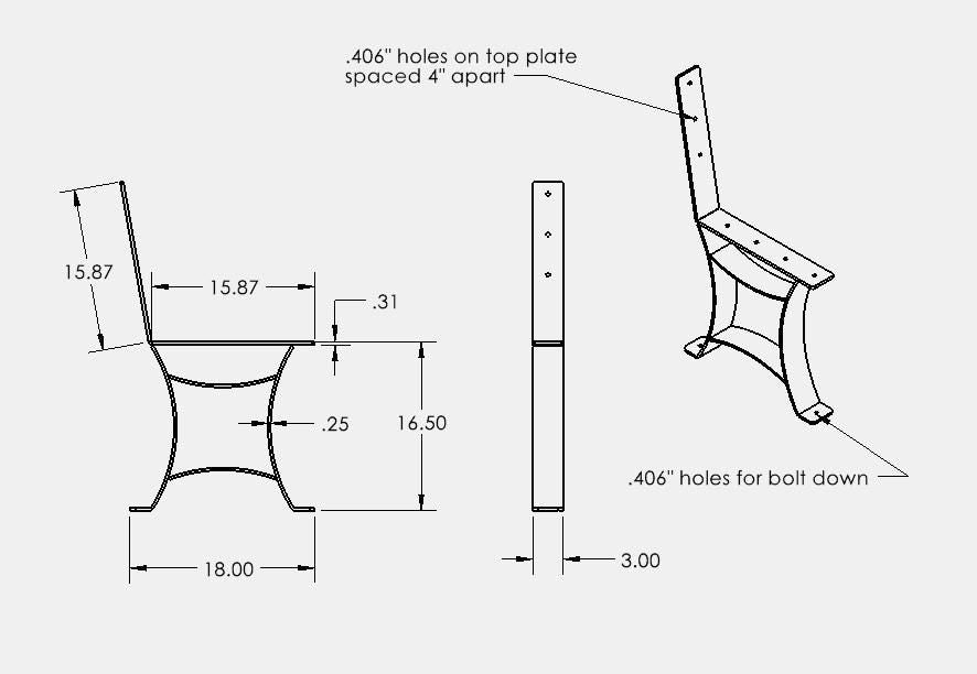 Park Bench Legs • Memorial Bench Legs with backrest • Bolt down legs • Poly Bench • Outdoor Bench Legs