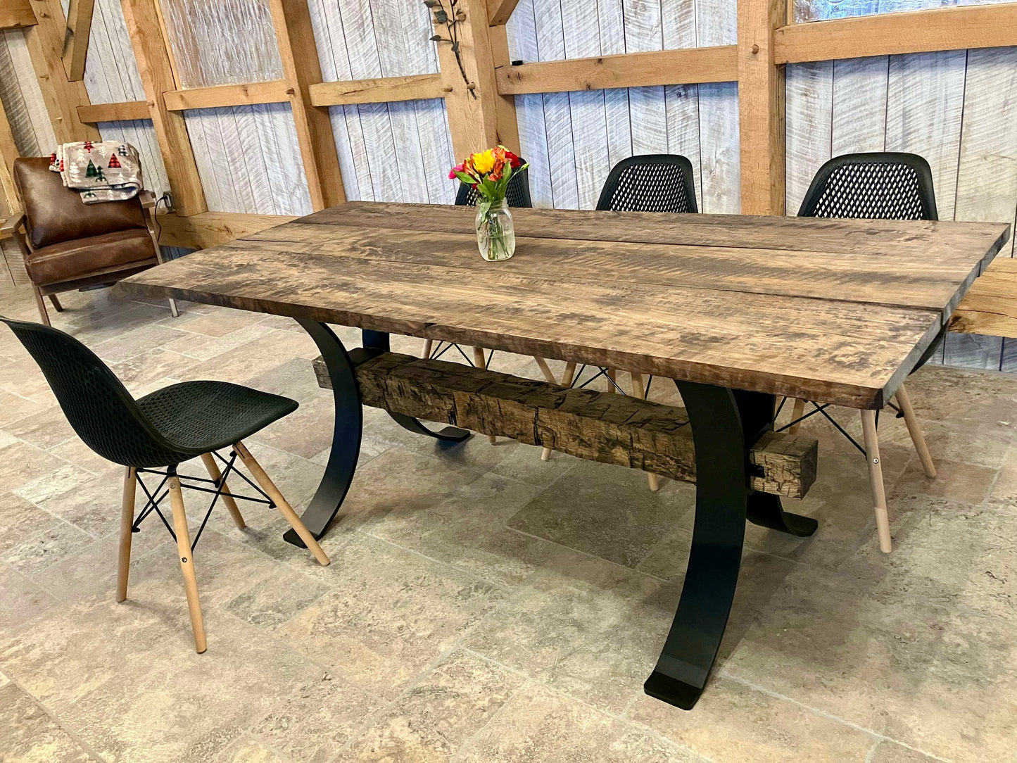 Farmhouse Curved Table Legs, Steel Curved Table Legs with Center Opening