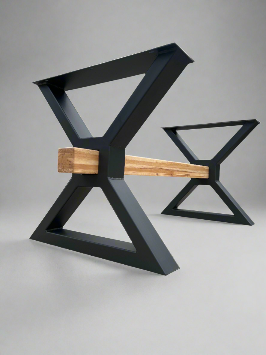 Heavy Duty Farmhouse Table legs, Metal Table Legs, X Frame Table Legs with center cutout, Industrial Style