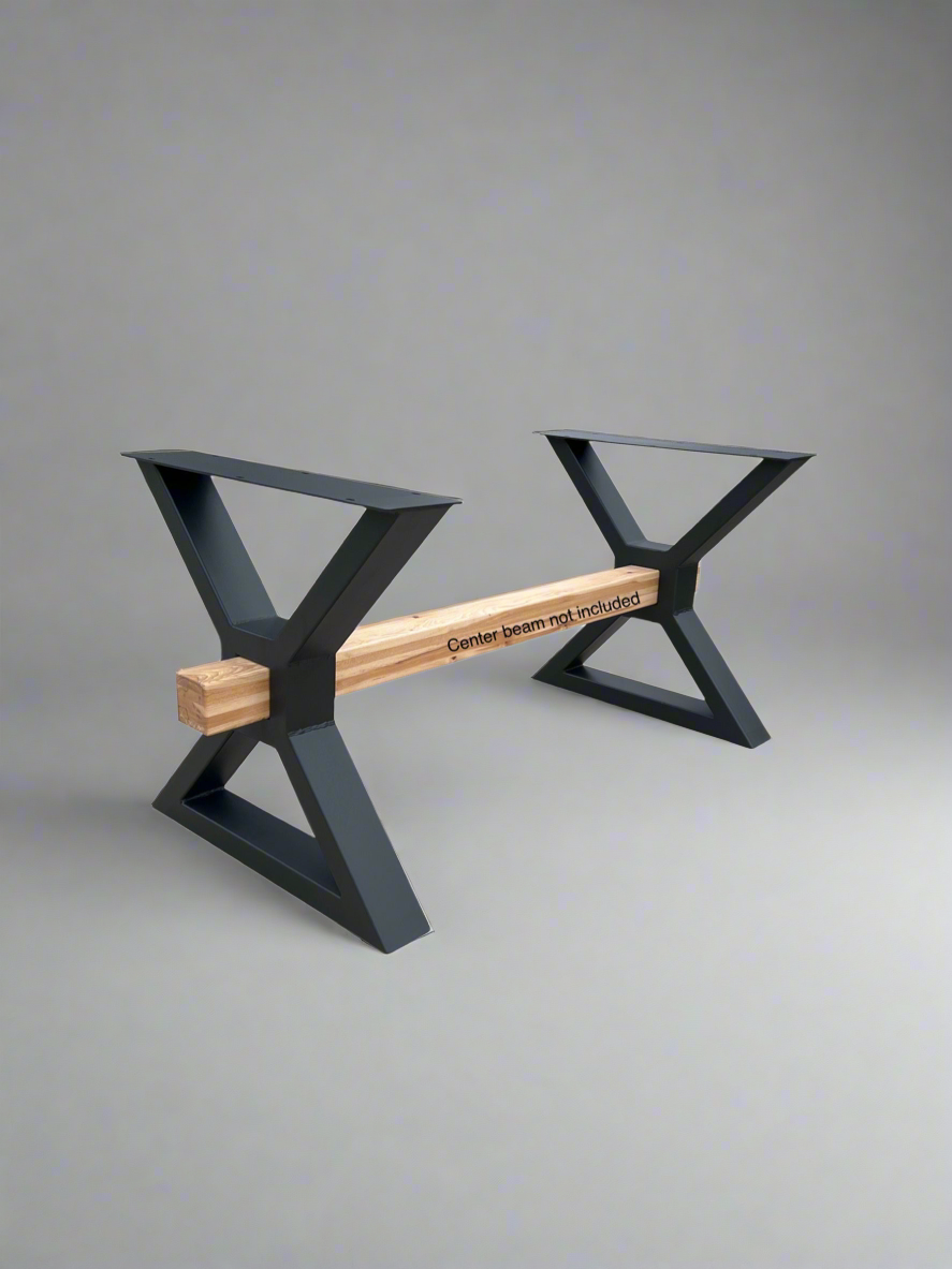 Heavy Duty Farmhouse Table legs, Metal Table Legs, X Frame Table Legs with center cutout, Industrial Style