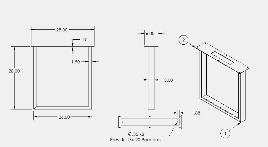 U-Shaped Metal Leg Set