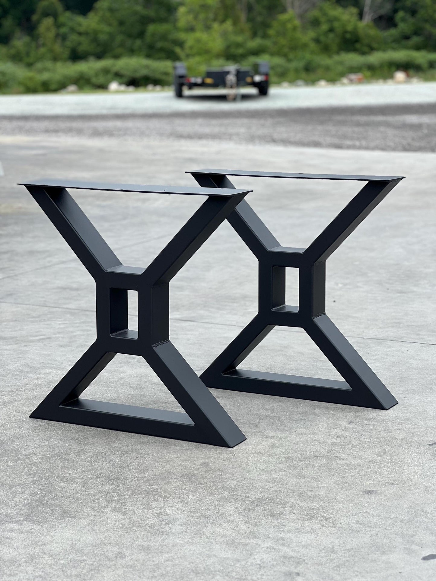 Heavy Duty Farmhouse Table legs, Metal Table Legs, X Frame Table Legs with center cutout, Industrial Style