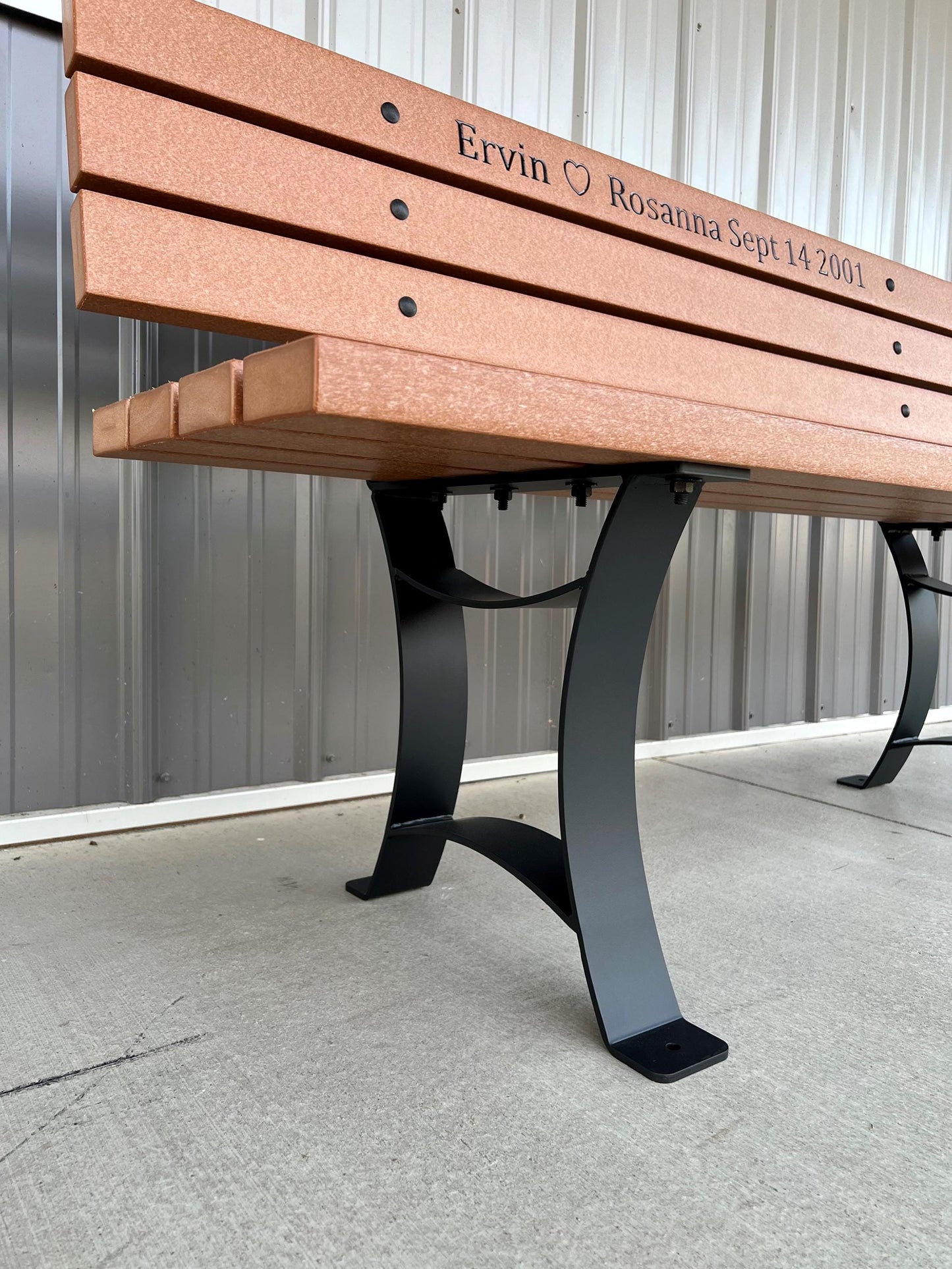 Park Bench Legs • Memorial Bench Legs with backrest • Bolt down legs • Poly Bench • Outdoor Bench Legs