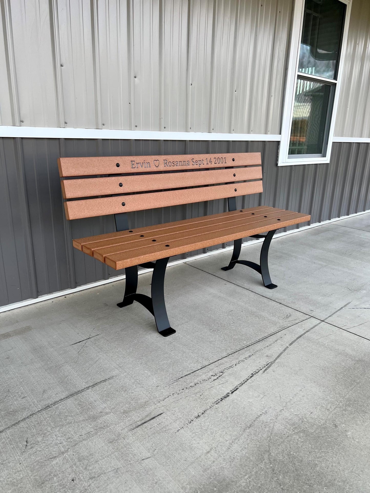 Park Bench Legs • Memorial Bench Legs with backrest • Bolt down legs • Poly Bench • Outdoor Bench Legs