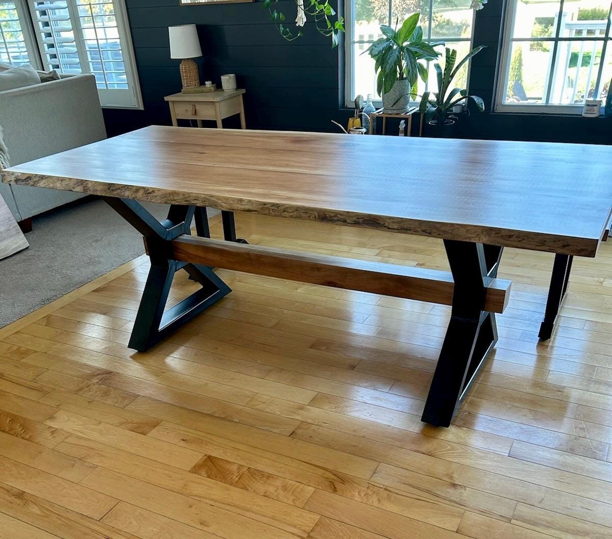 Heavy Duty Farmhouse Table legs, Metal Table Legs, X Frame Table Legs with center cutout, Industrial Style