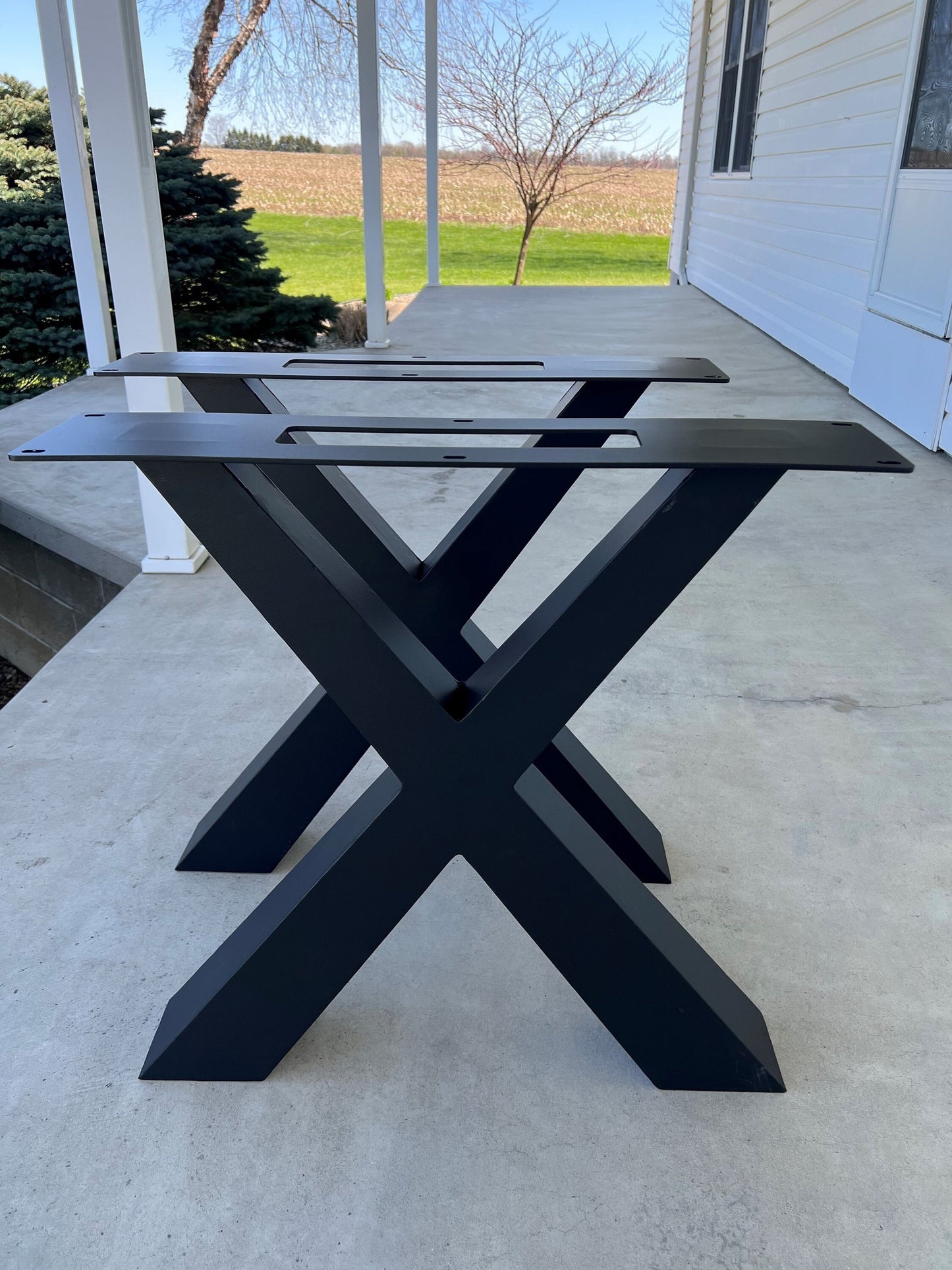 Steel X-Frame Table Leg Set with Taper