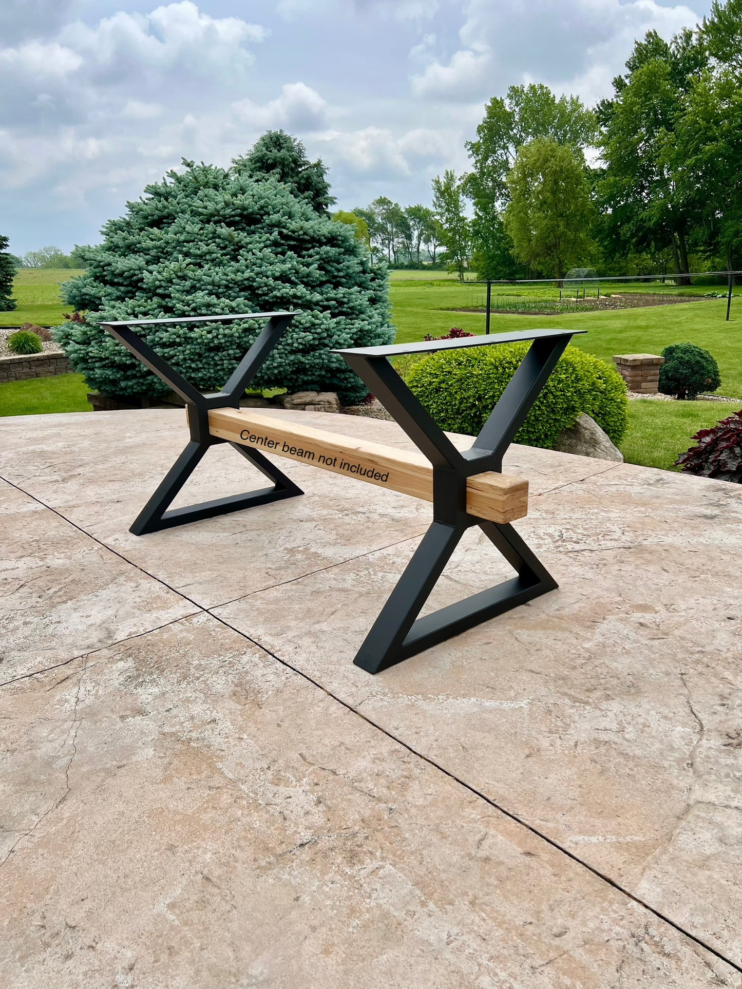Farmhouse Table legs slim, Metal Table Legs, X Frame Table Legs with center cutout