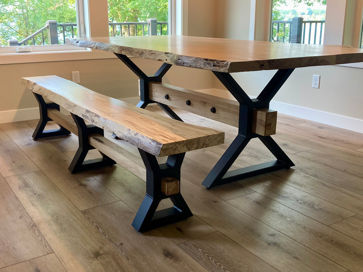Farmhouse Table legs slim, Metal Table Legs, X Frame Table Legs with center cutout