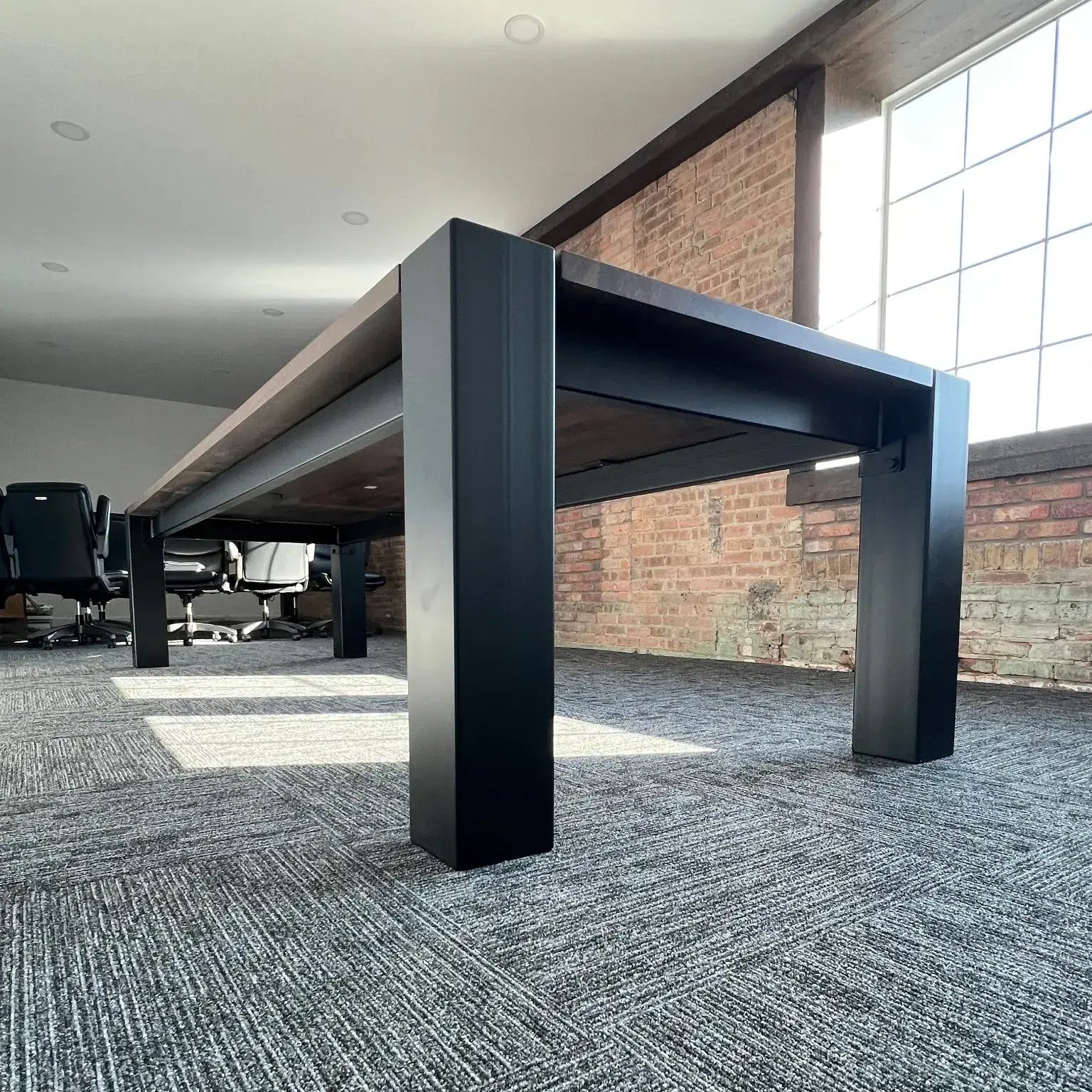 Steel conference table base, angle 1