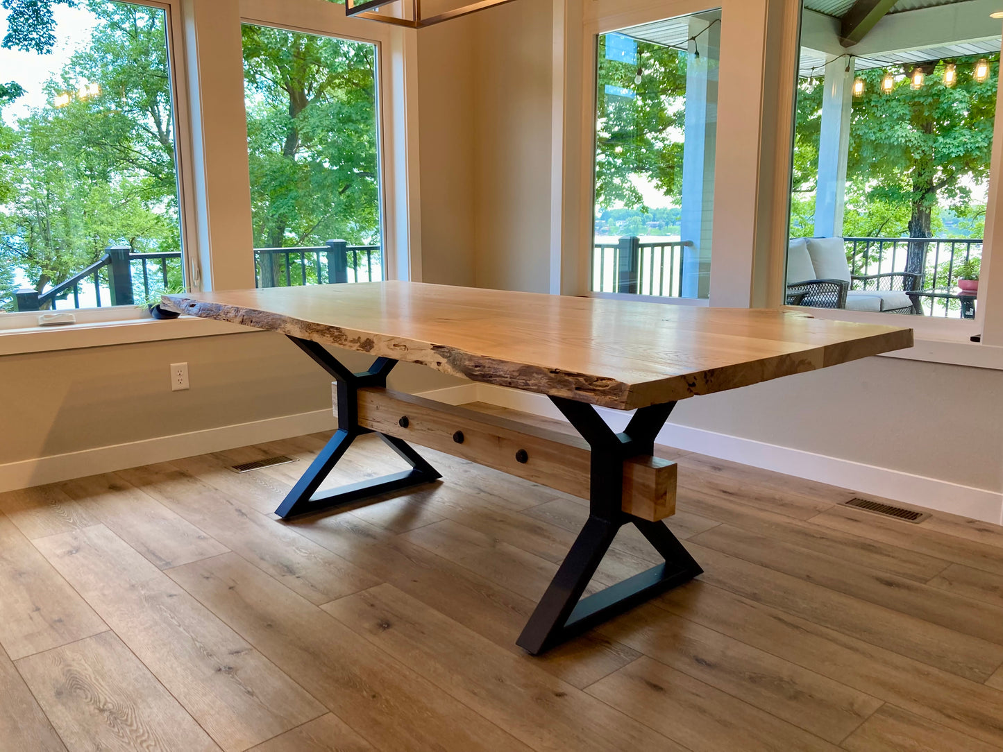 Farmhouse Table legs slim, Metal Table Legs, X Frame Table Legs with center cutout