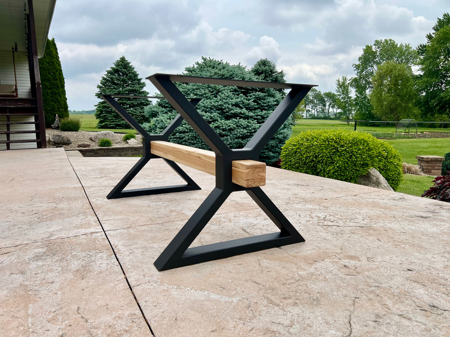 Farmhouse Table legs slim, Metal Table Legs, X Frame Table Legs with center cutout