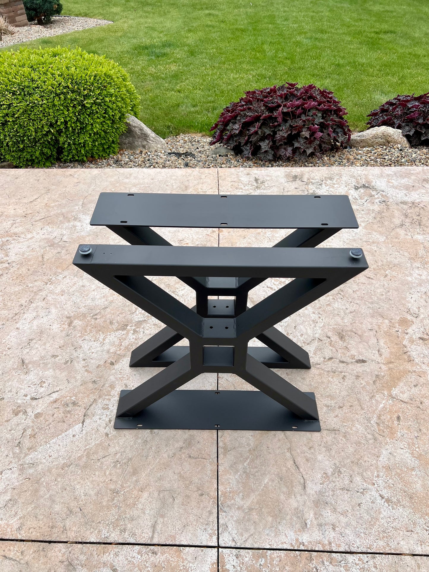 Farmhouse Table legs slim, Metal Table Legs, X Frame Table Legs with center cutout