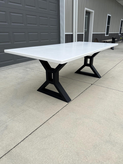 Heavy Duty Farmhouse Granite Table Base with Carriage Plate