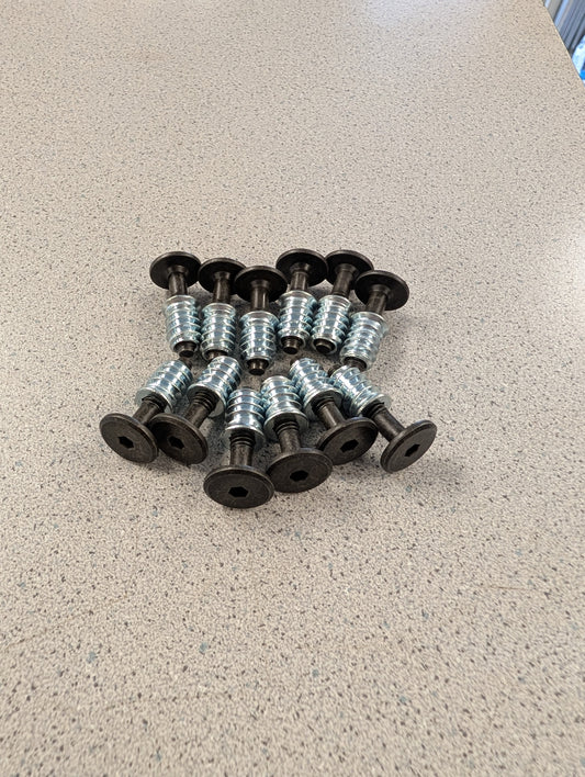 1/4" Threaded inserts and Furniture Bolts, Pack of 8,12,16,24